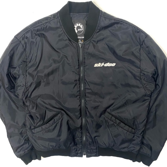 Vintage Ski Doo Snowmobile Racing Black Full Zip Performance Bomber Jacket XL - Picture 1 of 12
